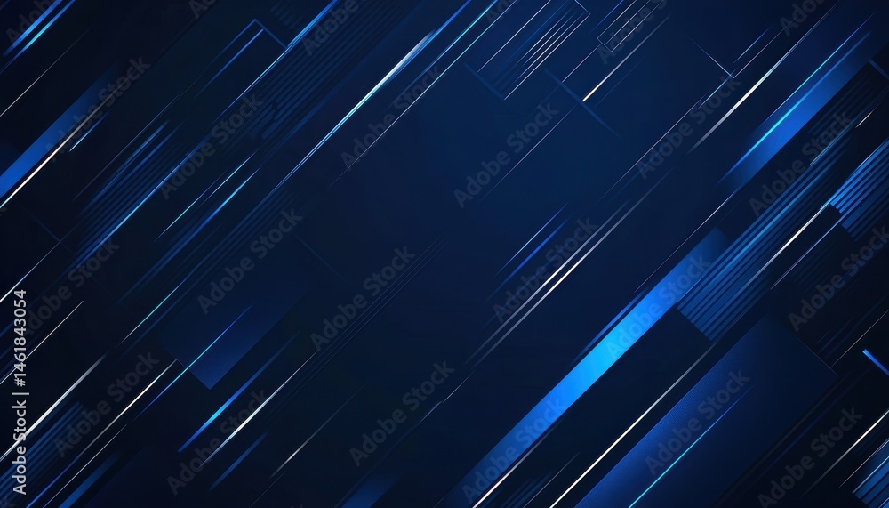 Poster Abstract Dark Blue Background with Diagonal Light Lines Modern Geometric Pattern Design for Digital Wallpaper and Technology Concept