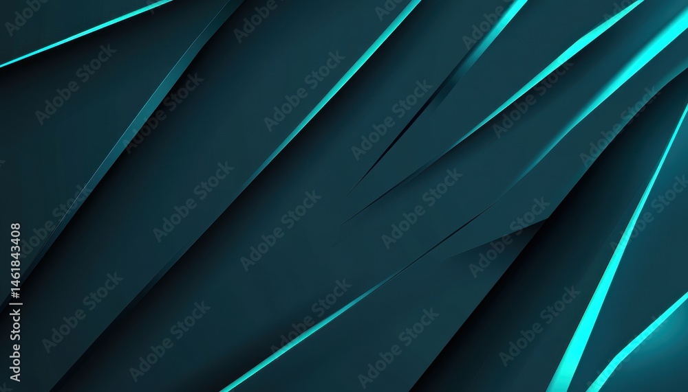 Poster Abstract Dark Teal Background with Geometric Triangles and Diagonal Lines Modern Design for Wallpaper or Presentation