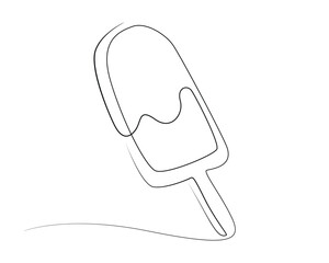 Ice cream bar continuous one line drawing vector illustration, One continuous line drawing of fresh ice cream stick.