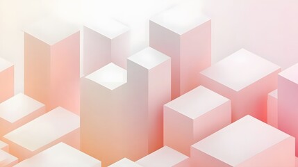 Obraz premium Abstract Pink and White Isometric Cubes 3D Background