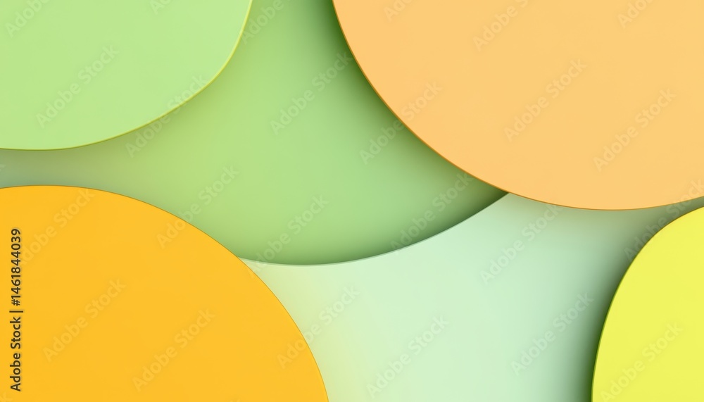 Leinwandbilder Abstract Geometric Background Featuring Overlapping Circles in Pastel Green and Yellow Tones Creating a Visually Appealing Decorative Backdrop