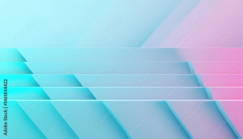 Aufkleber Abstract Geometric Background with Gradient Light and Shadow Displaying Clean Lines in Aqua and Pink Tones for Modern Minimalist Design Presentation Backdrop