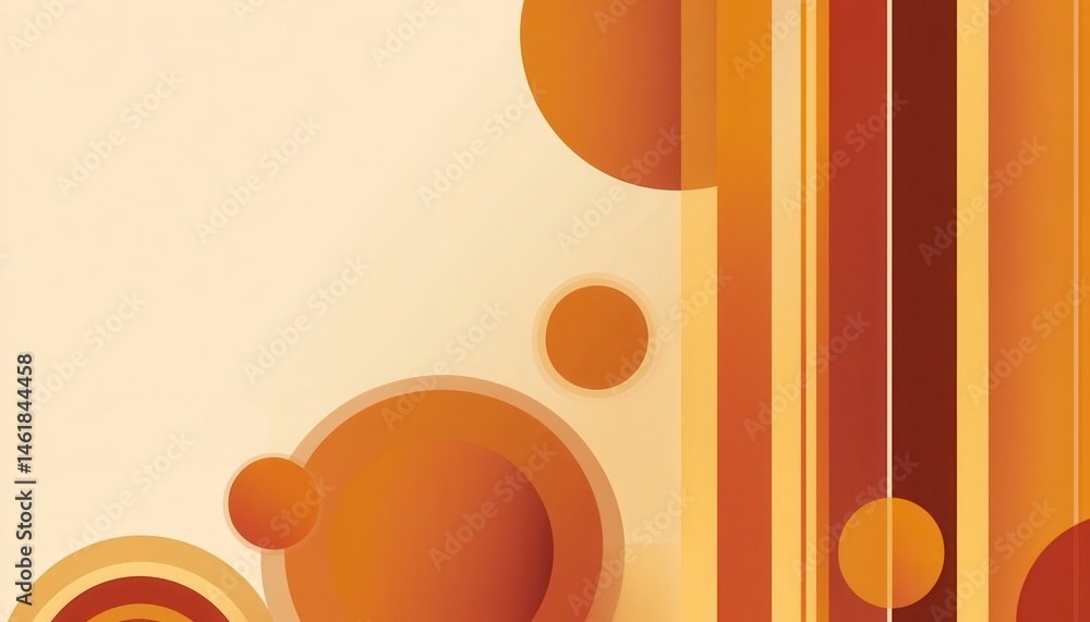 Poster abstract geometric background with orange and brown circles and lines retro style design for wallpap