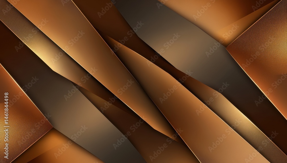 Poster Abstract Geometric Background With Intersecting Bronze and Golden Stripes Creates a Dynamic Diagonal Pattern and Shimmering Metallic Texture