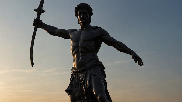 A statue of Zephyros, standing as a breeze-born silhouette, guiding the direction of wandering souls
