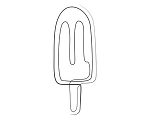Ice cream bar continuous one line drawing vector illustration, One continuous line drawing of fresh ice cream stick.