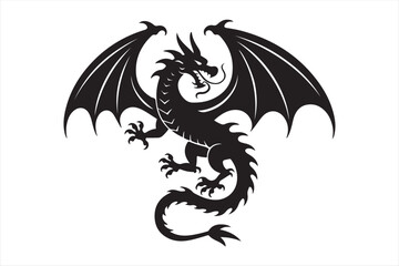 "Tribal Dragon Tattoo Design – Bold Black Vector Art for Print & Merch"Tribal Dragon Tattoo Design – Bold Black Vector Art for Digital & Print Use