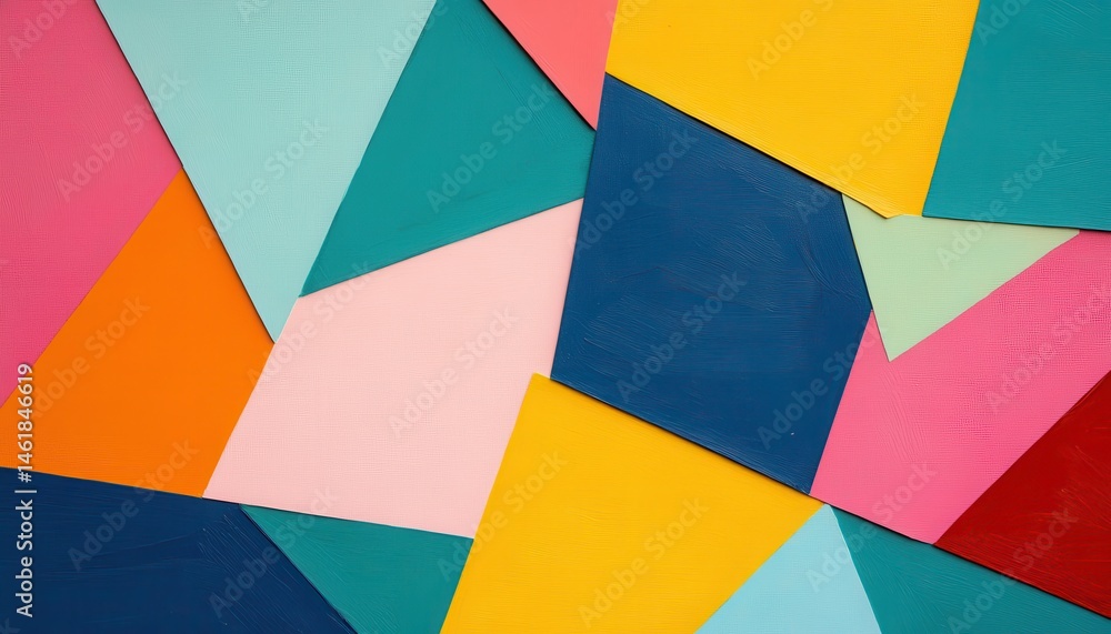 Poster Abstract Geometric Pattern with Vibrant Colors Irregular Triangle Shapes Background with Painted Wood Texture and Creative Design for Modern Decorative Art
