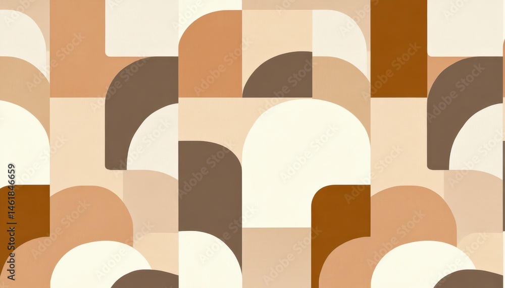 Aufkleber abstract geometric seamless pattern with earth tone palette featuring arches squares and halftone sh