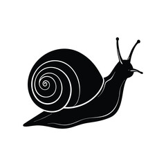 Silhouette of a snail vector illustration with a detailed shell for logo design or branding