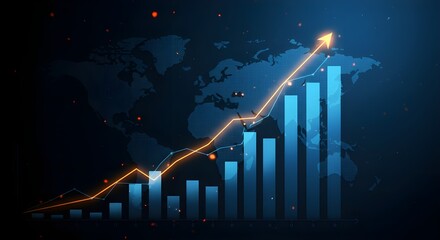 Gráfico de velas japonesas de negocios sobre fondo azul. Punto alcista y tendencia del gráfico. Ilustración vectorial Eps10.