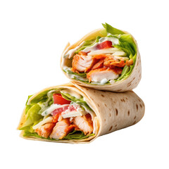 chicken tortilla wrap with tomato lettuce and mayonnai 