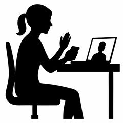 vector of girl on video chat.