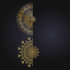 Golden Mandala design. Decorative golden mandala Background. Mandala for henna, mehendi, tattoo, Decorative ethnic ornamental elements, Oriental patterns. Spiritual golden mandala