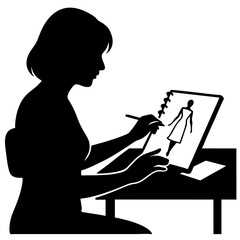 vector of women busy in sketching.