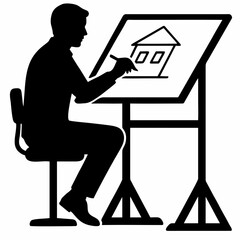 vector of man busy in sketching.