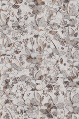 Colorful Abstract Pattern with Leaves and Petals