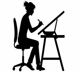 vector of women working on desk.