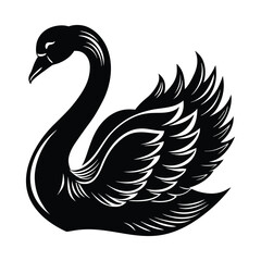 Obraz premium Elegant black swan silhouette vector illustration perfect for design and decorative projects
