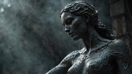 A statue of Dapherys, veins misting beneath her skin, manifesting in lucid dreams