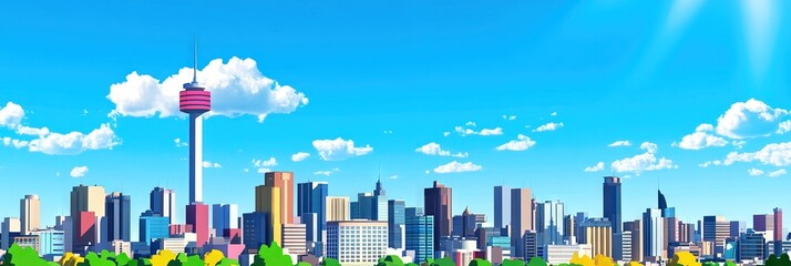 Obraz premium 2d animation johannesburg, south africa downtown skyline 