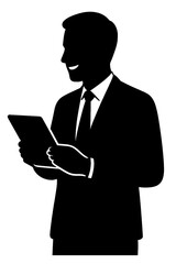 vector of man using tab.