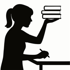 vector of women writing on paper.