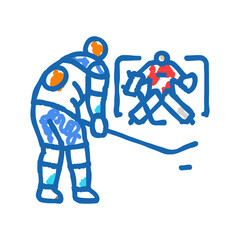 captain ice hockey sport icon doodle illustration