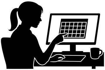 vector of a woman with a laptop.