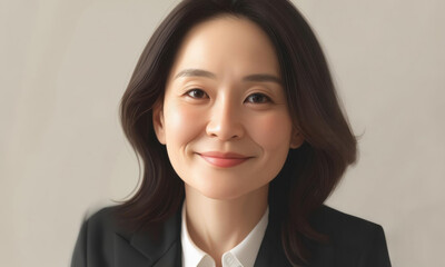 Elegant Asian Businesswoman With Friendly Smile And Confidence