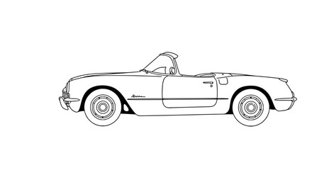 Classic Corvette C1 Sports Car Line Art Vector - Vintage Auto Coloring Design