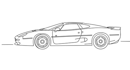 Classic Jaguar XJ220 Supercar Line Art Vector Coloring Page