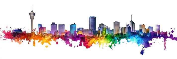 Fototapeta premium 2d vector johannesburg, south africa downtown skyline