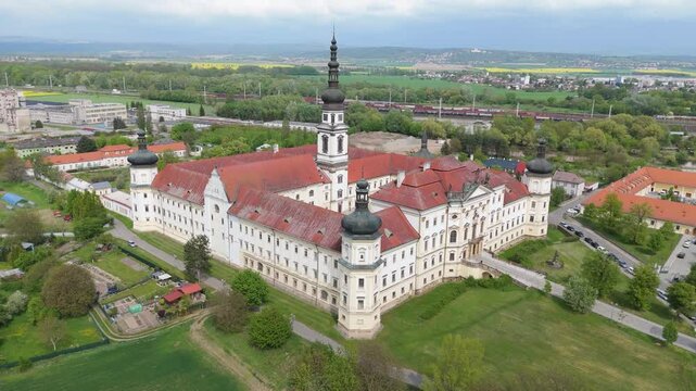 Aerial View of Hradisko Monastery (Klaster Hradisko) in Olomouc, Czechia
