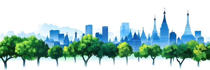 2d vector yangon, myanmar downtown skyline -