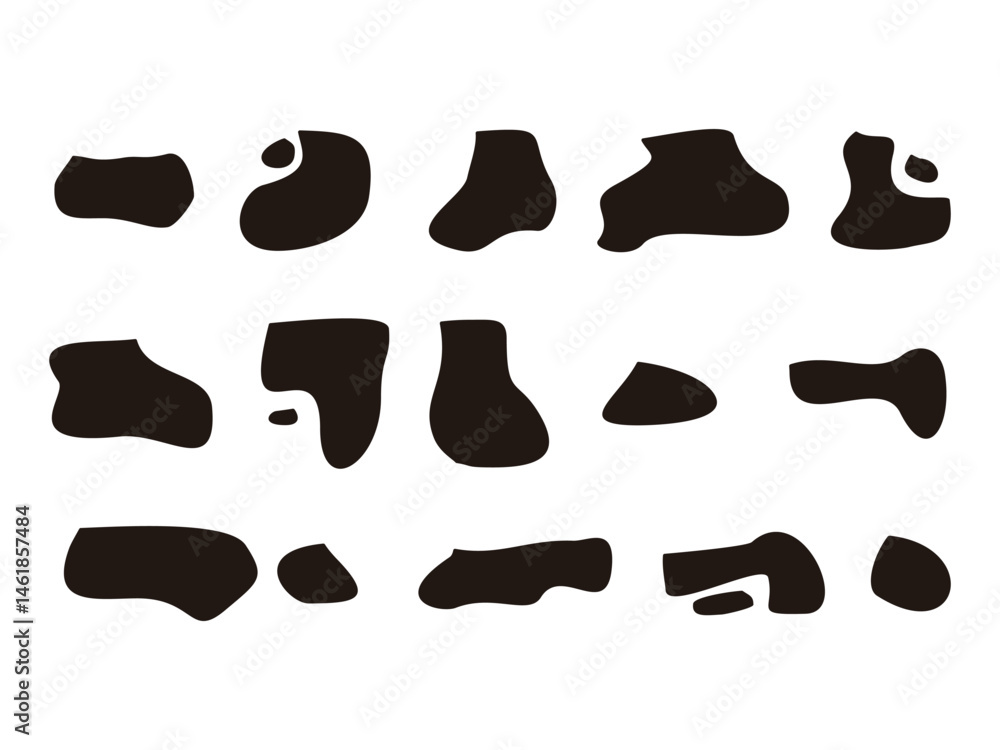 Poster set of black doodle abstract liquid blob symbol icon design vector isolated transparent background