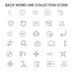 Backwords direction icon collection 