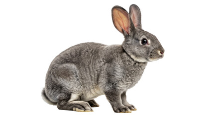 Obraz premium Rex Rabbit Sitting Calmly Velvety Plush Fur Upright Ears Compact Body Isolated White Pet Unique Coat