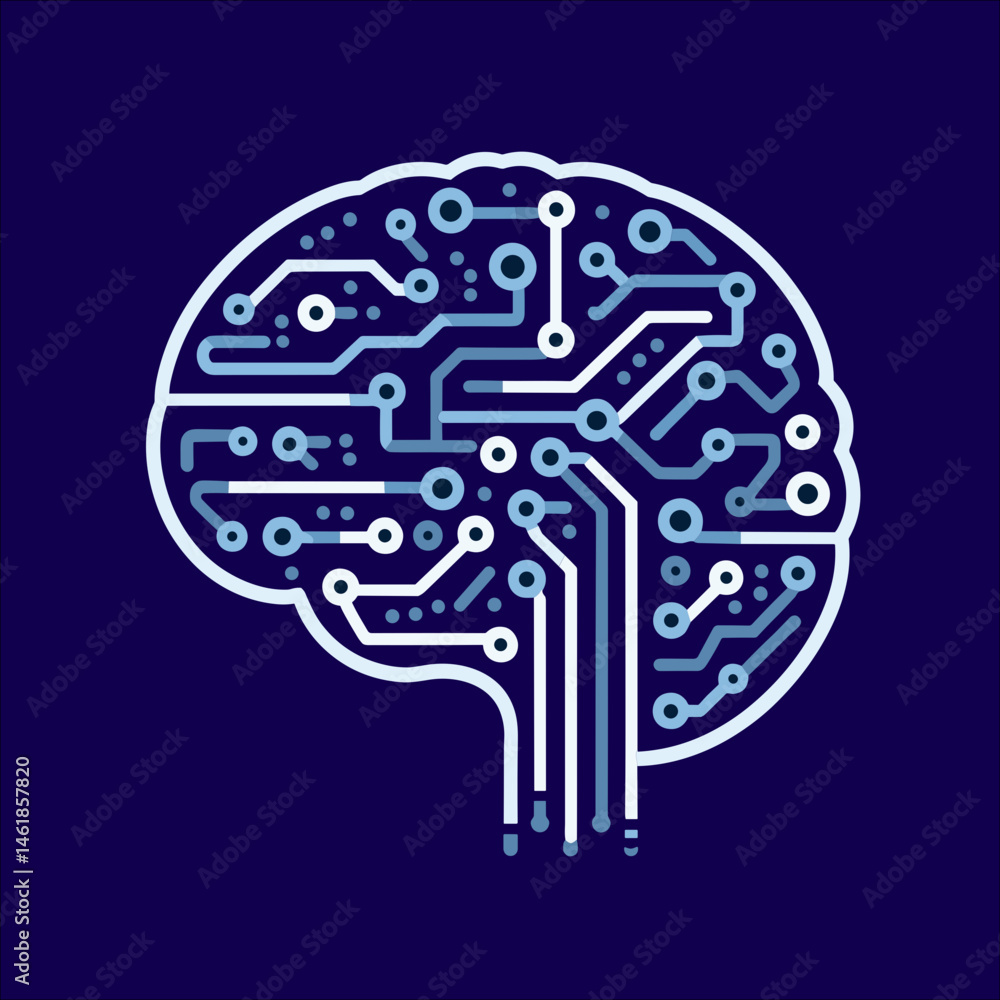 Aufkleber vector brain circuit icon representing artificial intelligence and technology