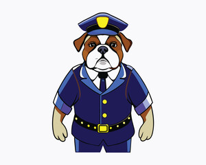 bulldog vector police agent hand drawn