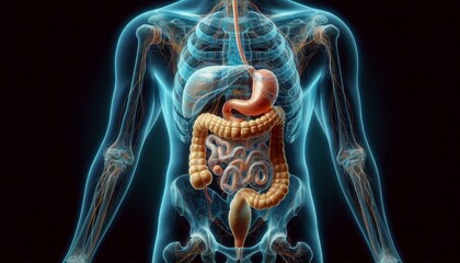 Perspective view of the human digestive system