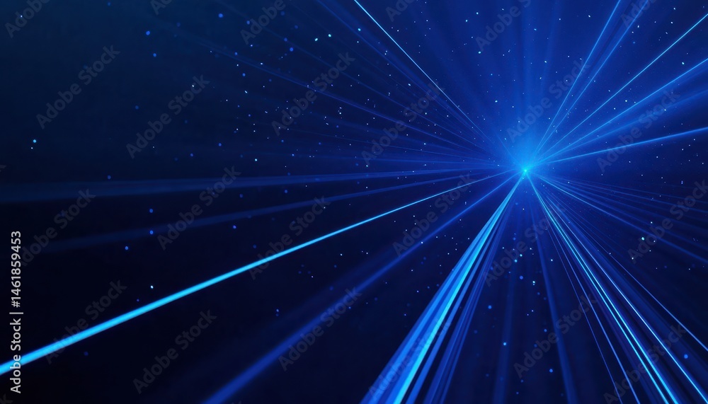 Aufkleber Dynamic Blue Light Rays Radiating into Infinite Space Creating an Abstract Futuristic Background with Modern Digital Design and Network Communication