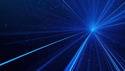 Obraz premium Dynamic Blue Light Rays Radiating into Infinite Space Creating an Abstract Futuristic Background with Modern Digital Design and Network Communication