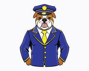 bulldog vector police agent hand drawn