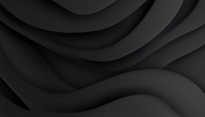 Fototapeta premium Elegant Dark Abstract Background with Smooth Wavy Lines in Monochrome Shades Showcasing Depth and Modern Design