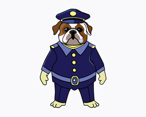 bulldog vector police agent hand drawn