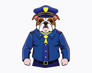 bulldog vector police agent hand drawn