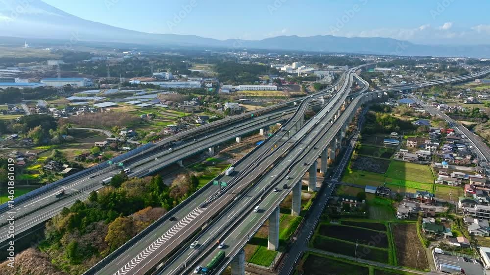 Poster aerial view of the highway running through the plains