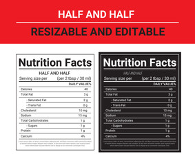 half and half nutrition facts, nutrition label, food label dietary info, nutrition Label, half and half nutritional information, half and half nutritional info, calorie half and half.