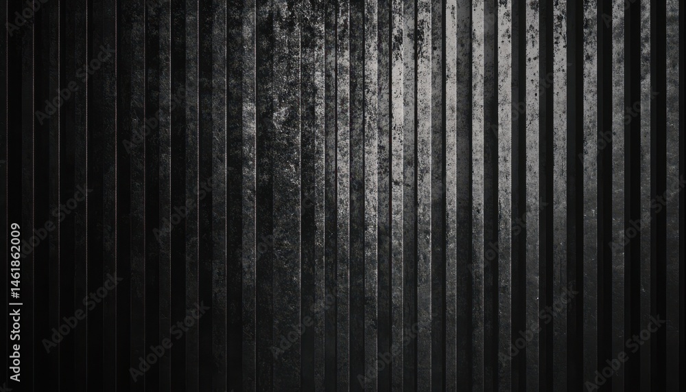 Fototapete Grungy Dark Metallic Panel Background with Vertical Lines and Striped Pattern Rough Texture and Abstract Design for Industrial Decoration
